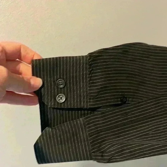Axcess Mens Classic Fit Long Sleeve Button Down Dress Shirt Black Pinstripe XXL - Picture 10 of 16